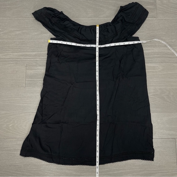 Aritzia Wilfred Emmie Off the Shoulder Boho Peasant Coastal Sun Dress Black M - Picture 16 of 16